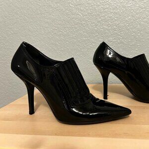 Valentino Black Leather Slip-On Leather Bootie Heels - Made in Italy
